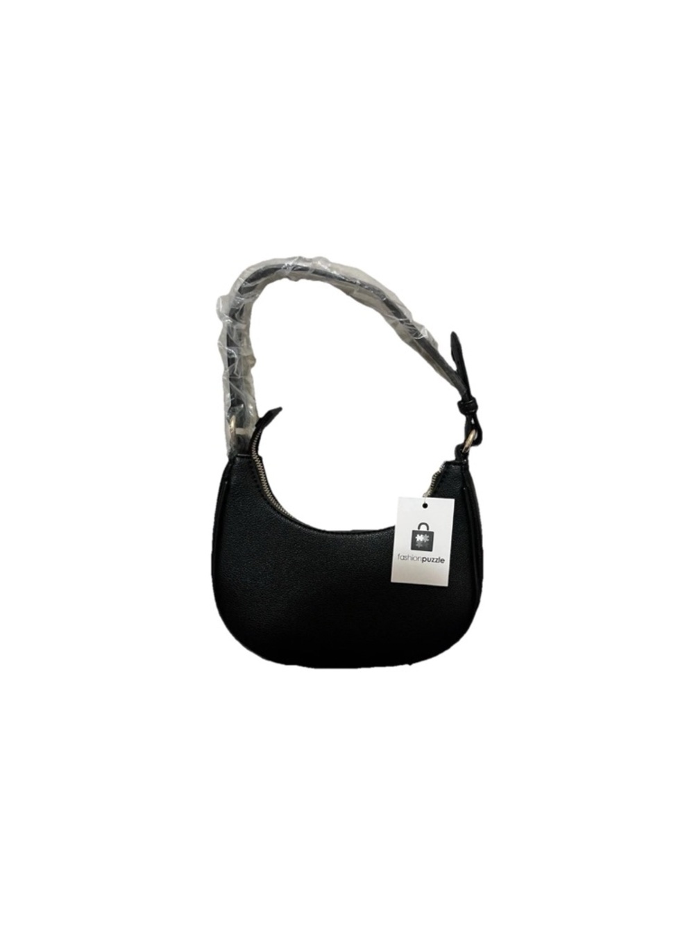 New Fashionpuzzle Black Faux Leather Crescent Shoulder Bag Hobo Mini Purse